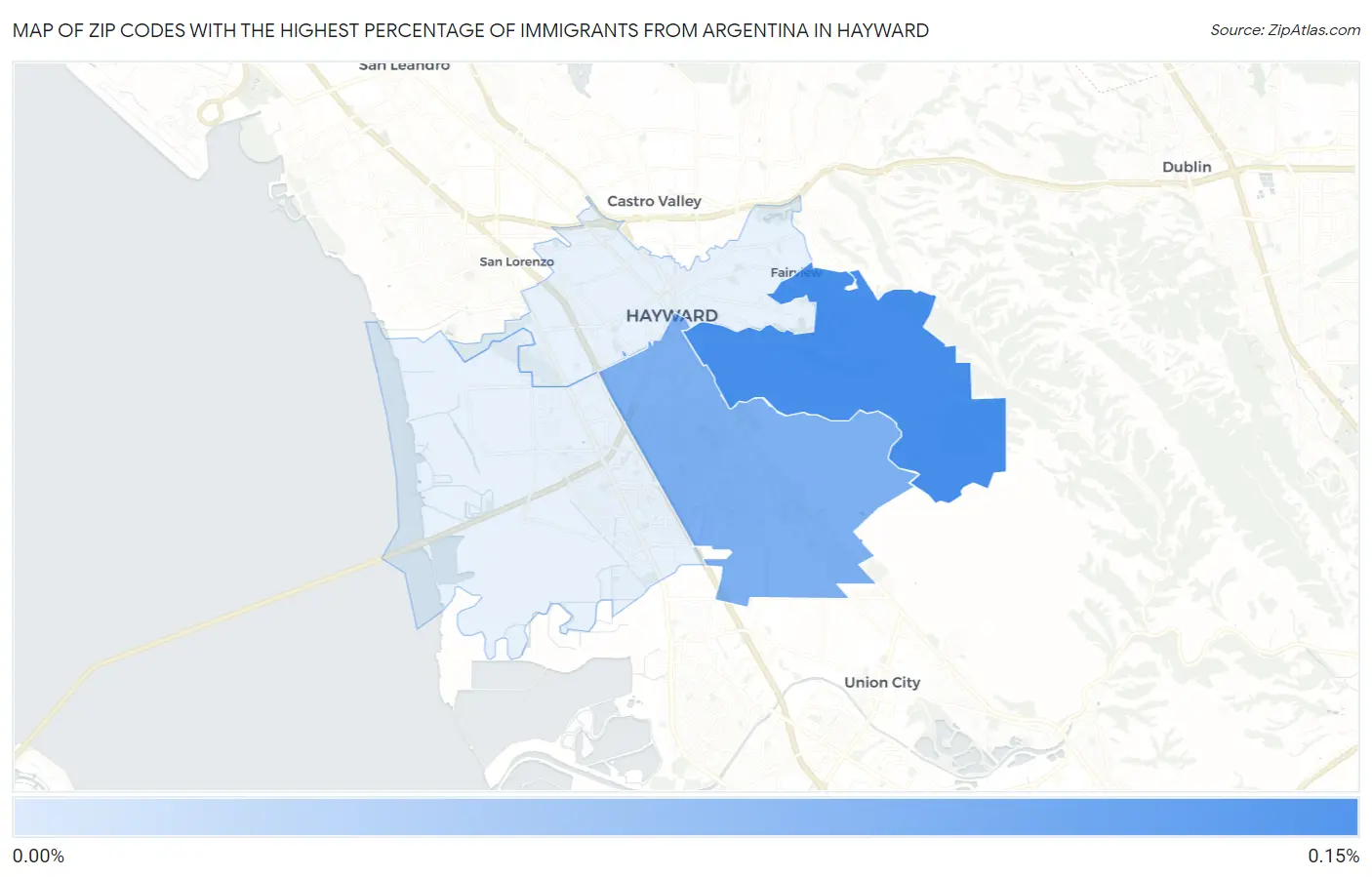 Zip Codes with the Highest Percentage of Immigrants from Argentina in Hayward Map