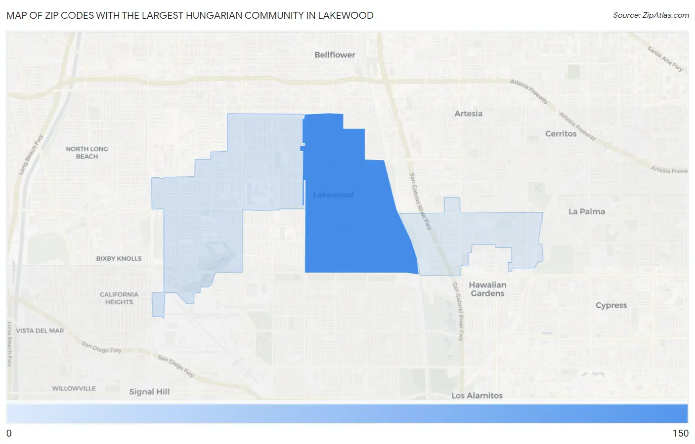 Zip Codes with the Largest Hungarian Community in Lakewood Map