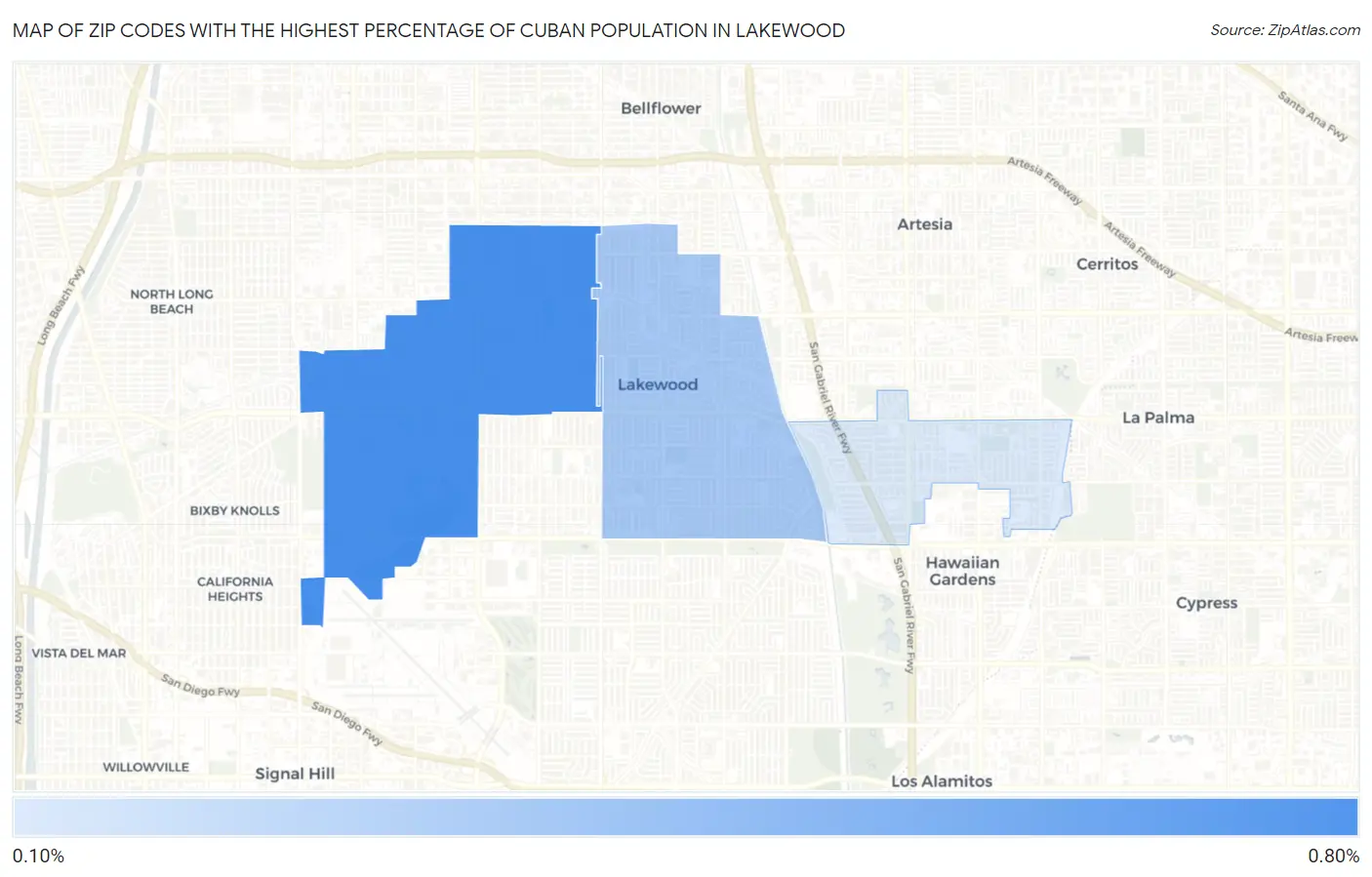 Zip Codes with the Highest Percentage of Cuban Population in Lakewood Map