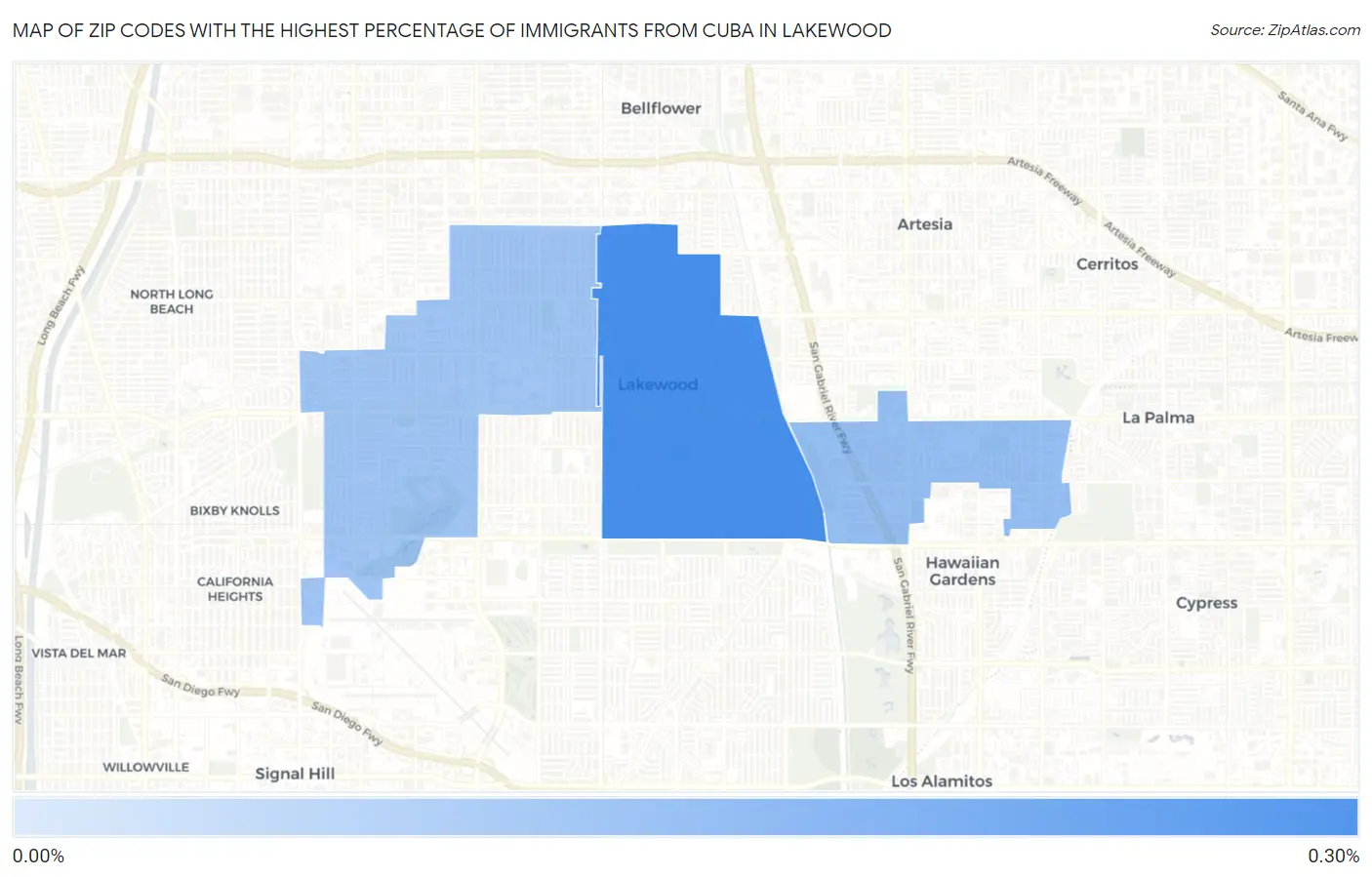 Zip Codes with the Highest Percentage of Immigrants from Cuba in Lakewood Map