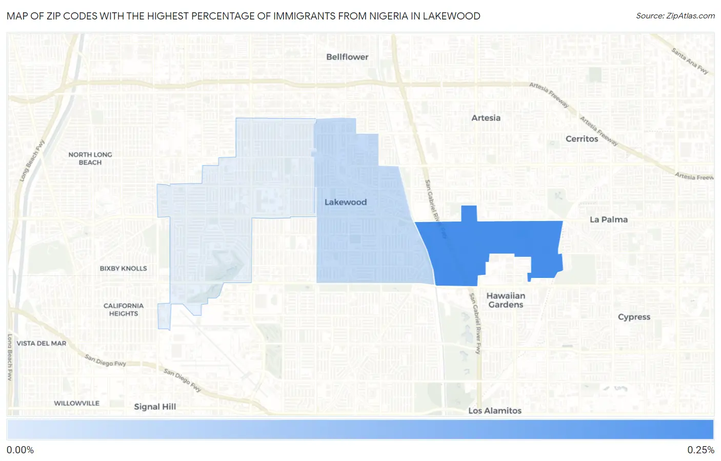 Zip Codes with the Highest Percentage of Immigrants from Nigeria in Lakewood Map