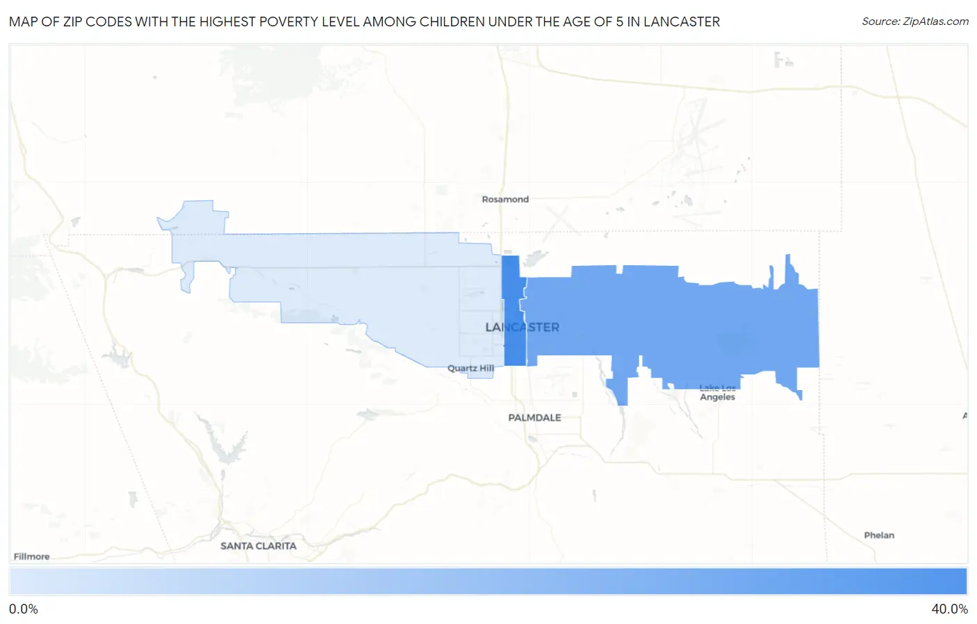 Zip Codes with the Highest Poverty Level Among Children Under the Age of 5 in Lancaster Map
