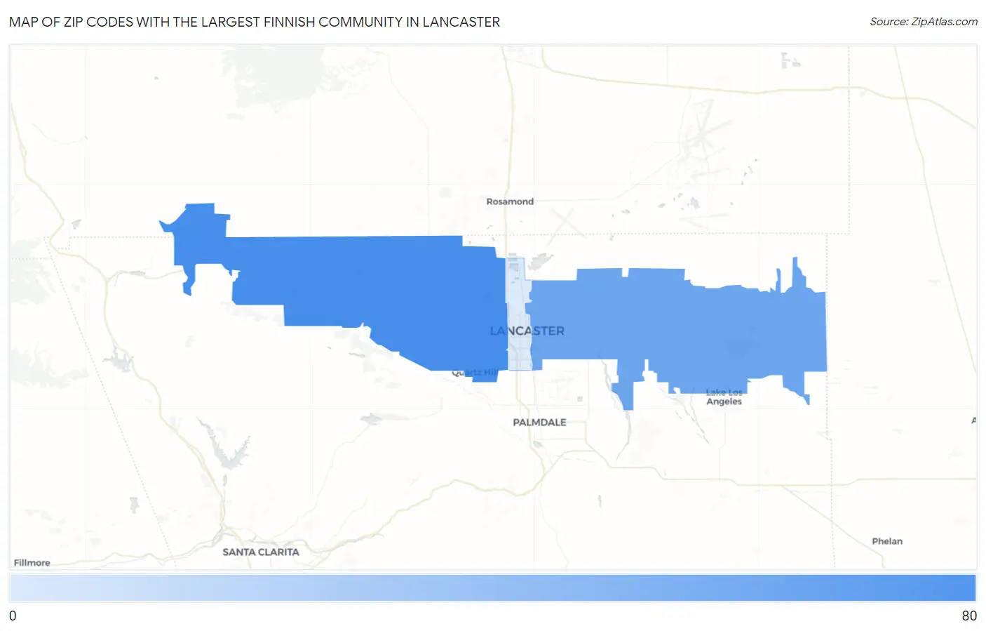 Zip Codes with the Largest Finnish Community in Lancaster Map