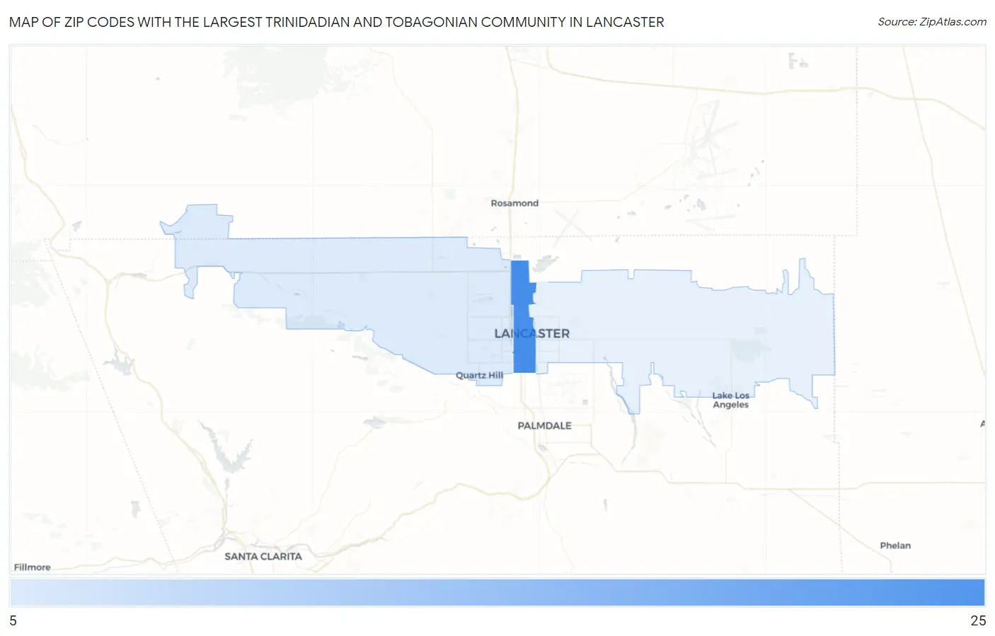 Zip Codes with the Largest Trinidadian and Tobagonian Community in Lancaster Map
