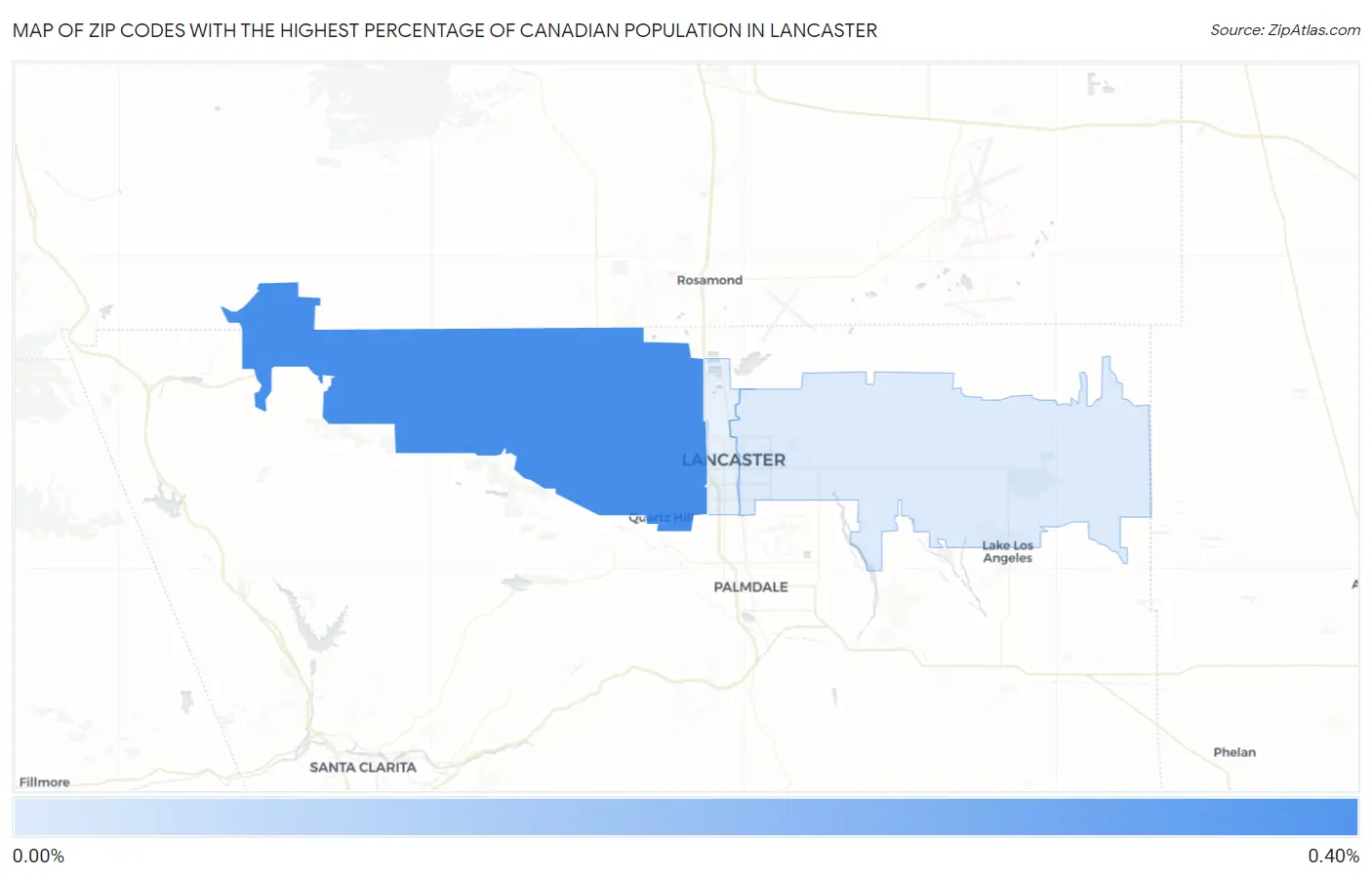 Zip Codes with the Highest Percentage of Canadian Population in Lancaster Map