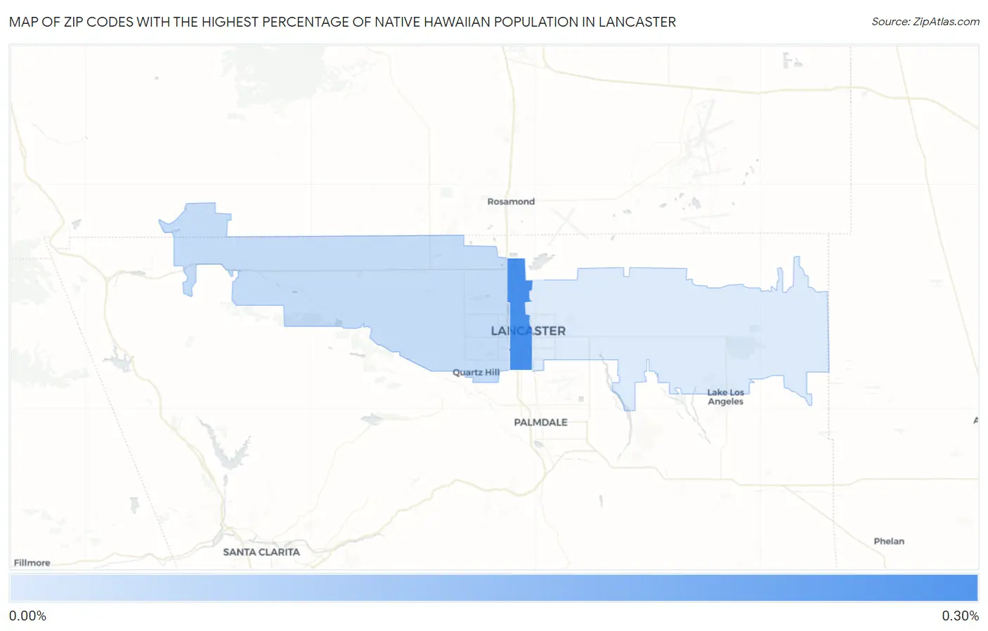 Zip Codes with the Highest Percentage of Native Hawaiian Population in Lancaster Map