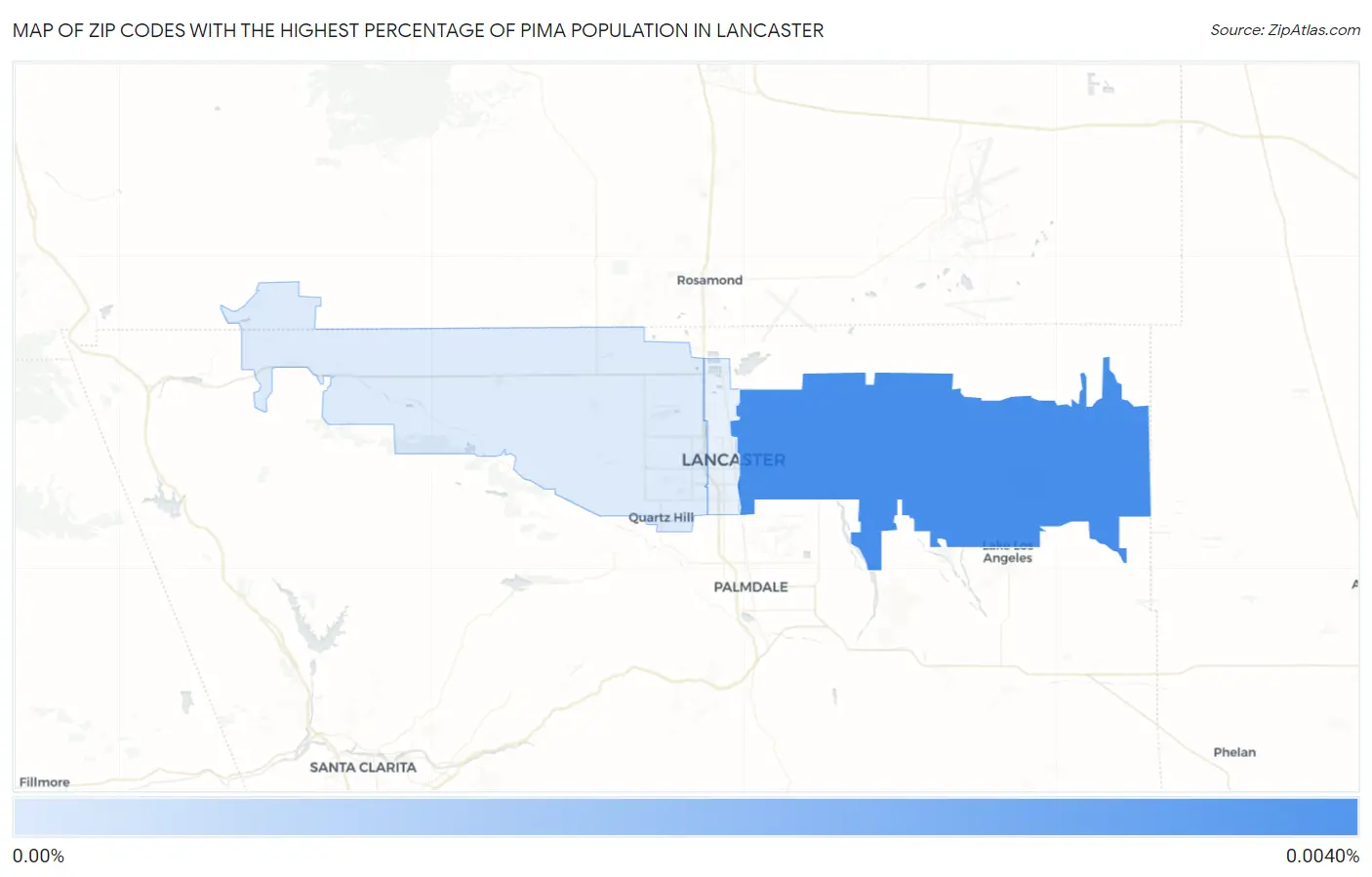 Zip Codes with the Highest Percentage of Pima Population in Lancaster Map