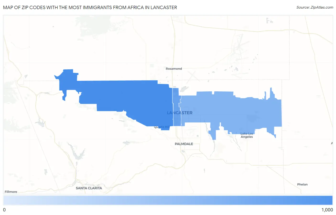 Zip Codes with the Most Immigrants from Africa in Lancaster Map