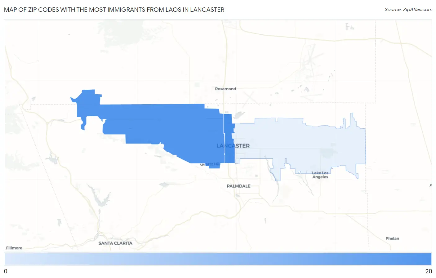 Zip Codes with the Most Immigrants from Laos in Lancaster Map