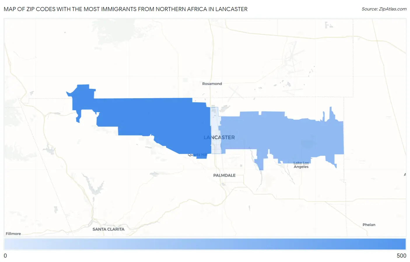 Zip Codes with the Most Immigrants from Northern Africa in Lancaster Map