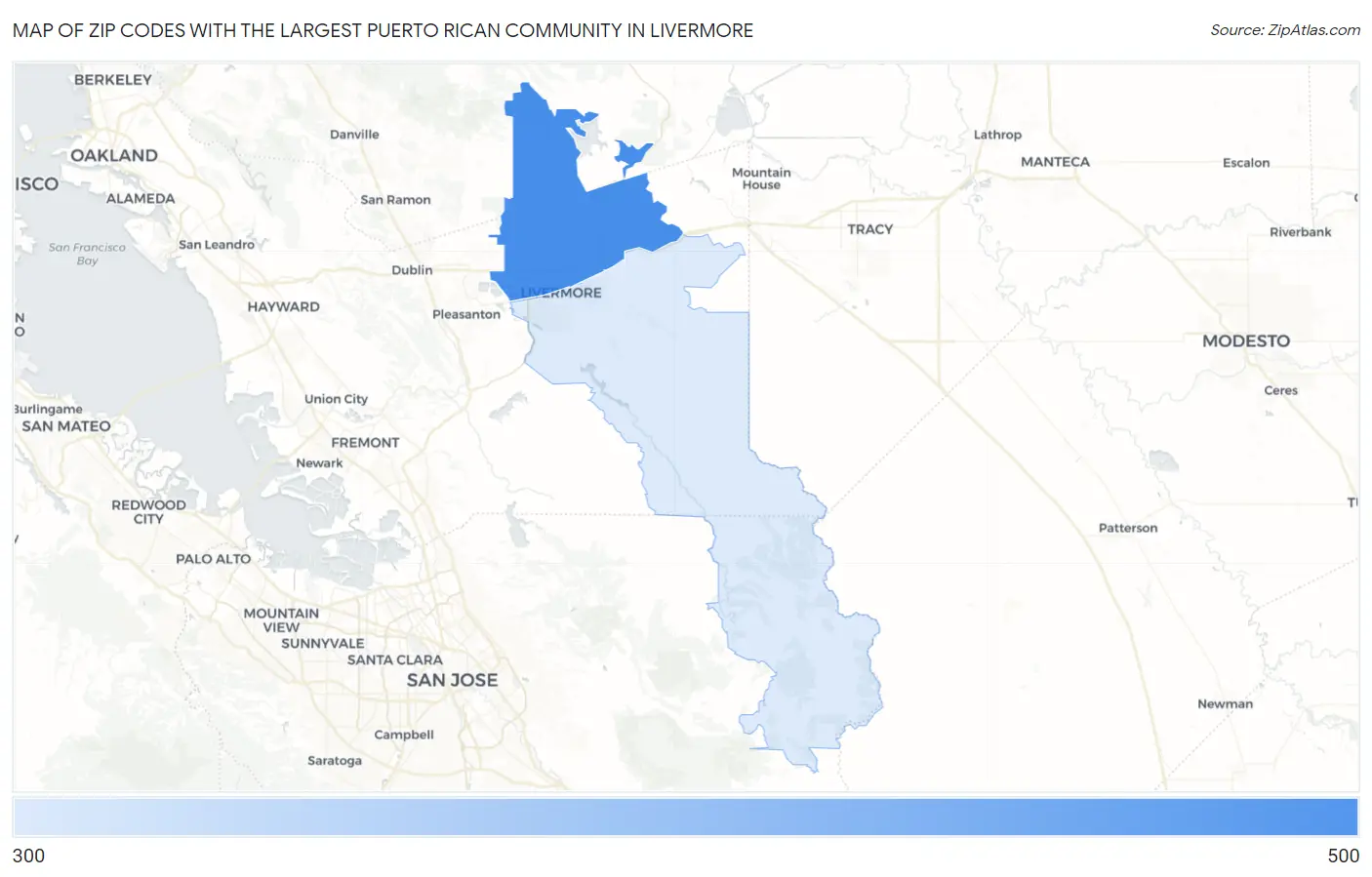 Zip Codes with the Largest Puerto Rican Community in Livermore Map