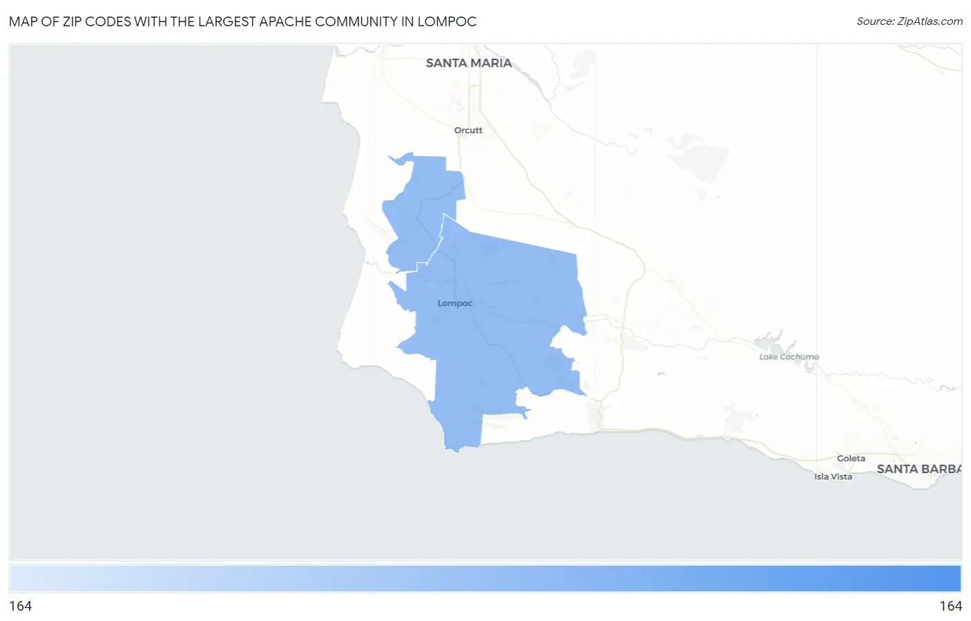 Zip Codes with the Largest Apache Community in Lompoc Map