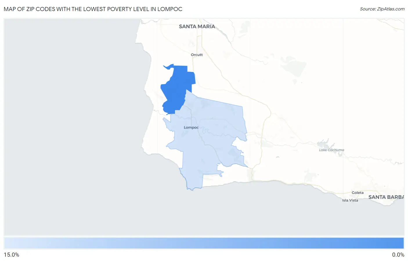 Zip Codes with the Lowest Poverty Level in Lompoc Map
