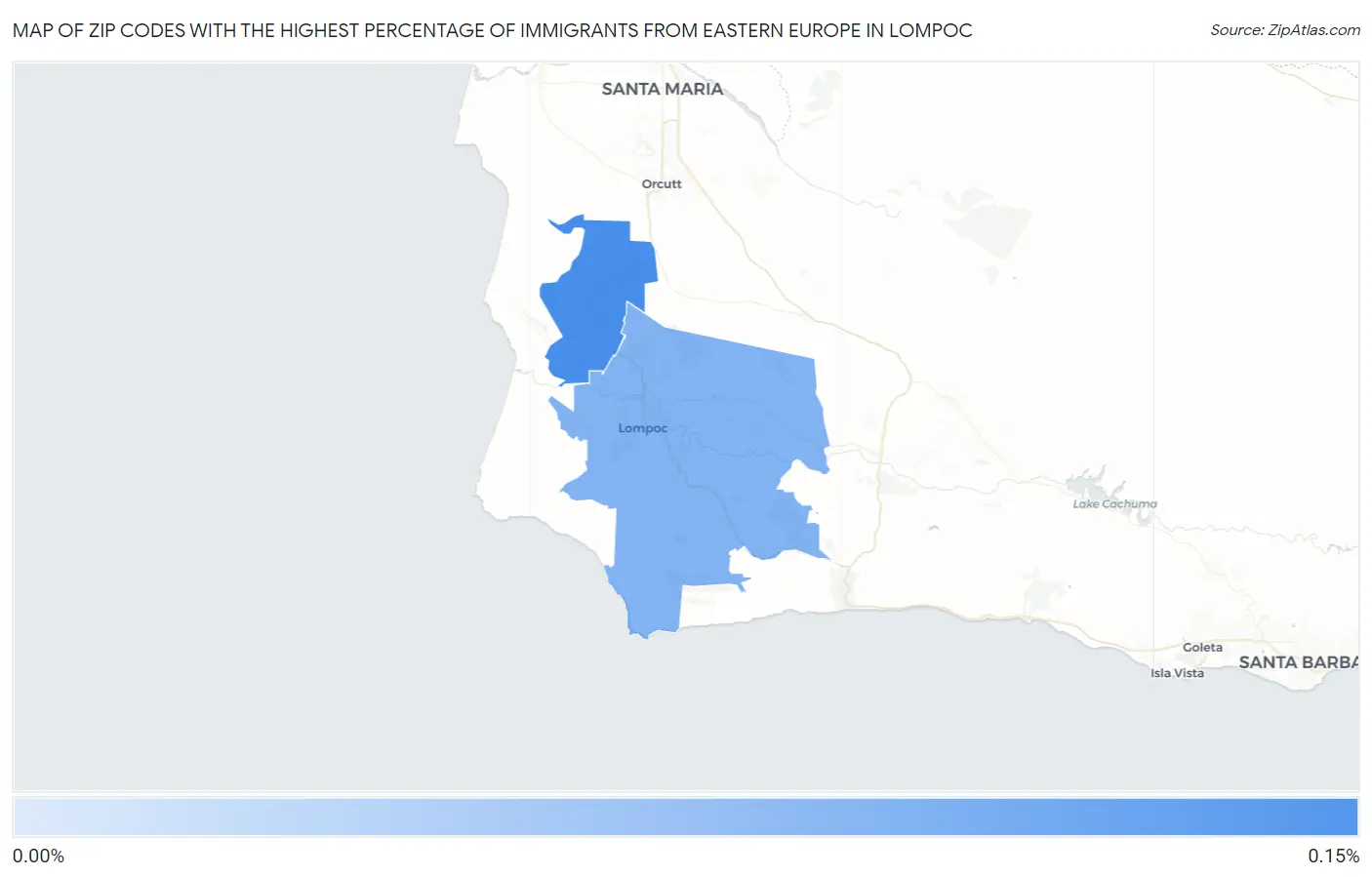 Zip Codes with the Highest Percentage of Immigrants from Eastern Europe in Lompoc Map