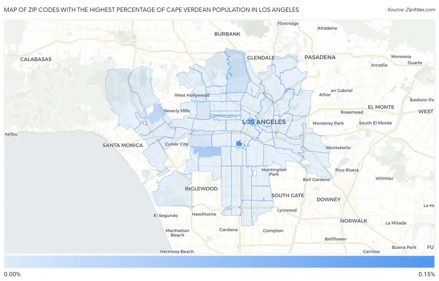 Zip Codes with the Highest Percentage of Cape Verdean Population in Los Angeles Map