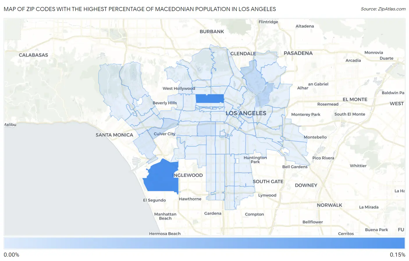 Zip Codes with the Highest Percentage of Macedonian Population in Los Angeles Map