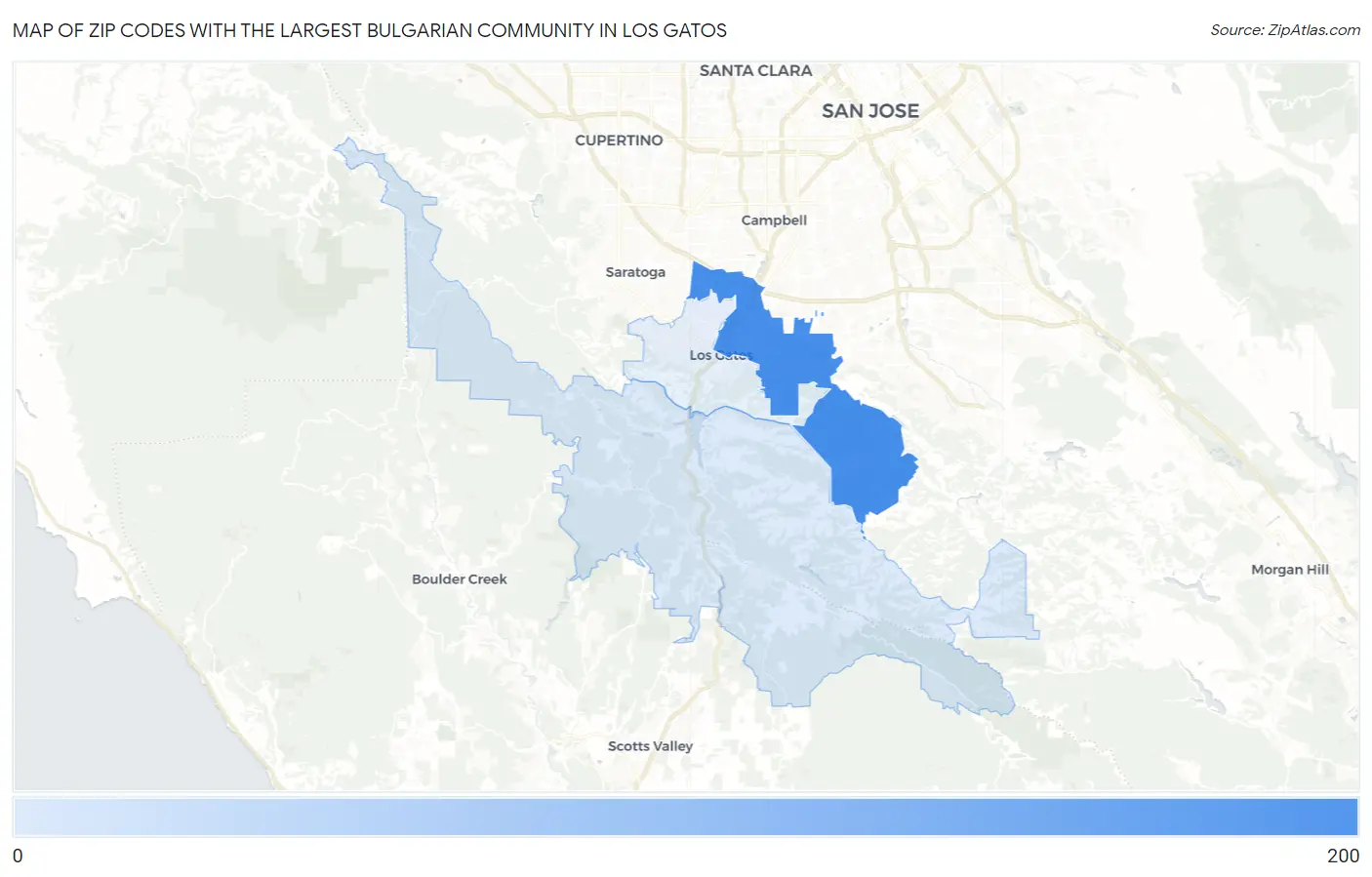 Zip Codes with the Largest Bulgarian Community in Los Gatos Map