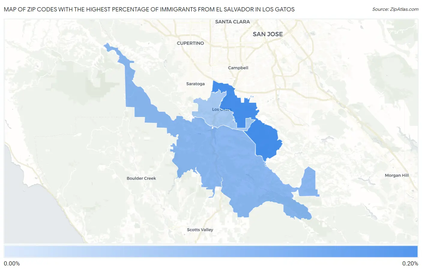 Zip Codes with the Highest Percentage of Immigrants from El Salvador in Los Gatos Map
