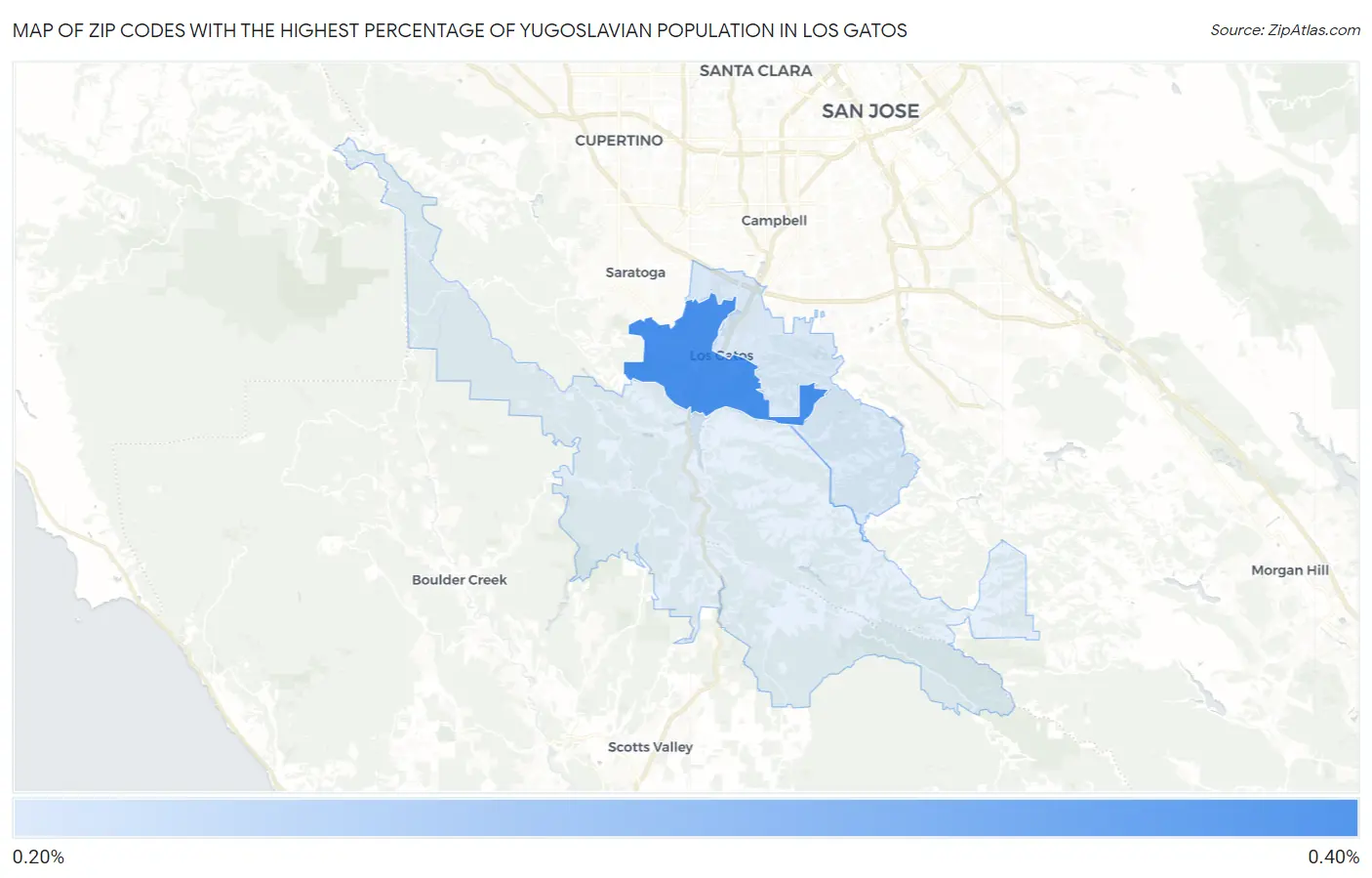 Zip Codes with the Highest Percentage of Yugoslavian Population in Los Gatos Map