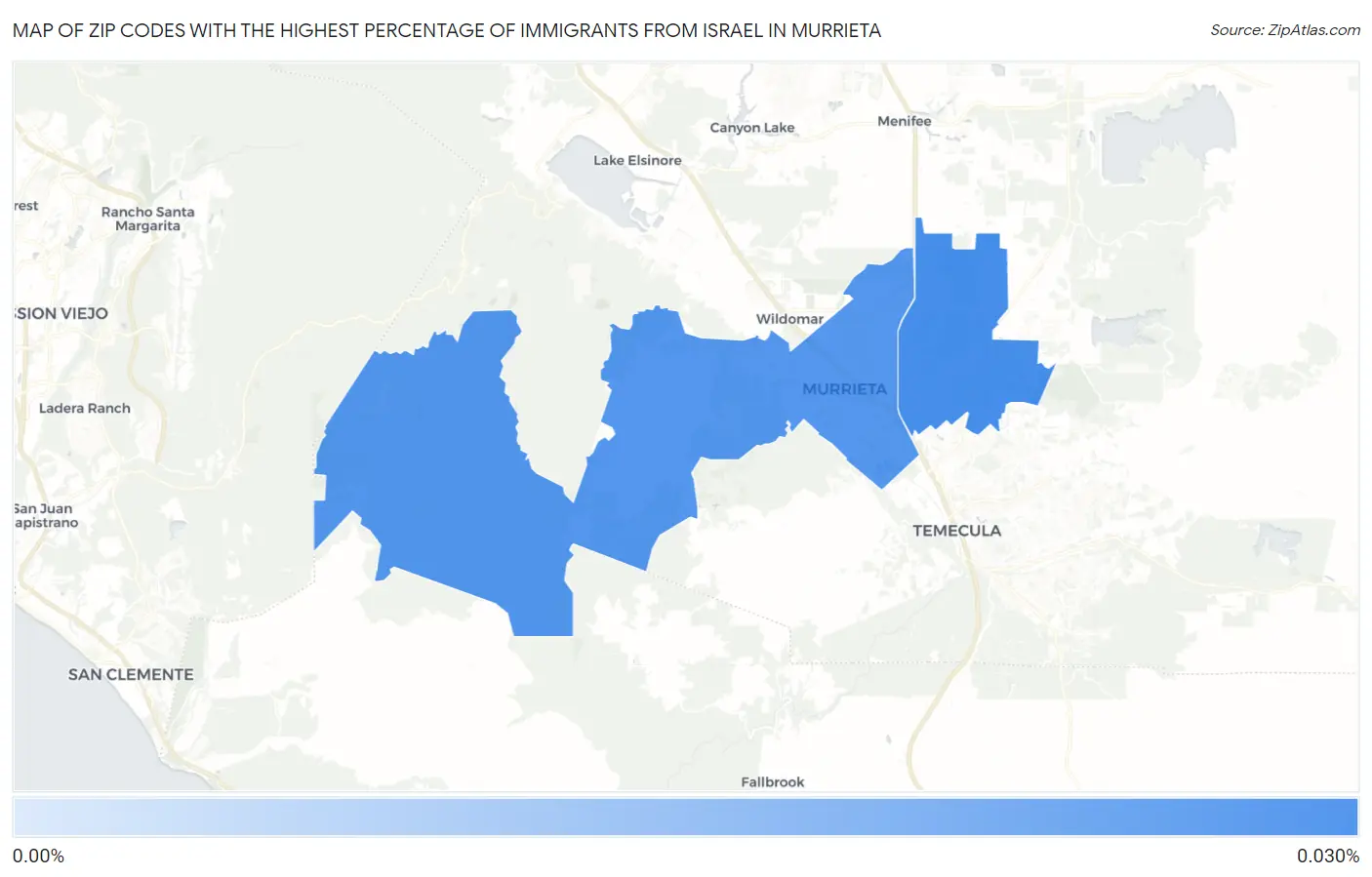 Zip Codes with the Highest Percentage of Immigrants from Israel in Murrieta Map
