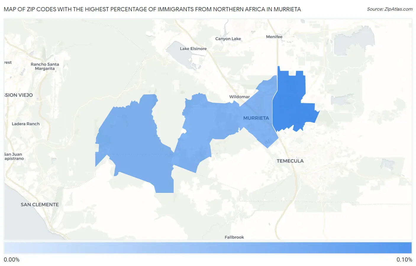 Zip Codes with the Highest Percentage of Immigrants from Northern Africa in Murrieta Map
