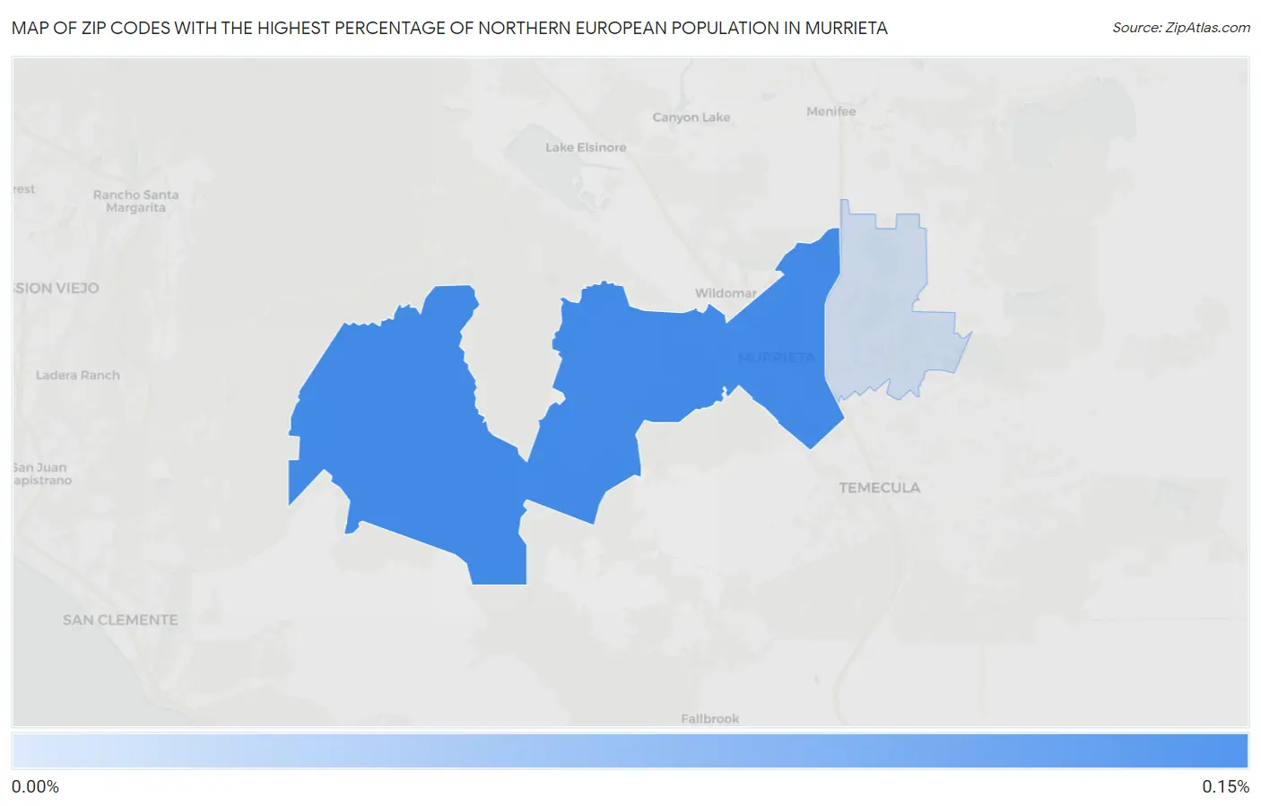 Zip Codes with the Highest Percentage of Northern European Population in Murrieta Map