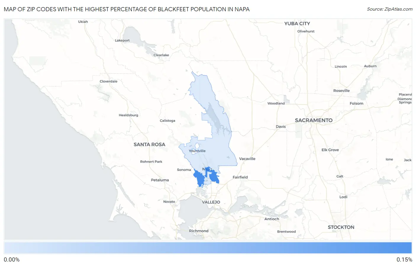Zip Codes with the Highest Percentage of Blackfeet Population in Napa Map