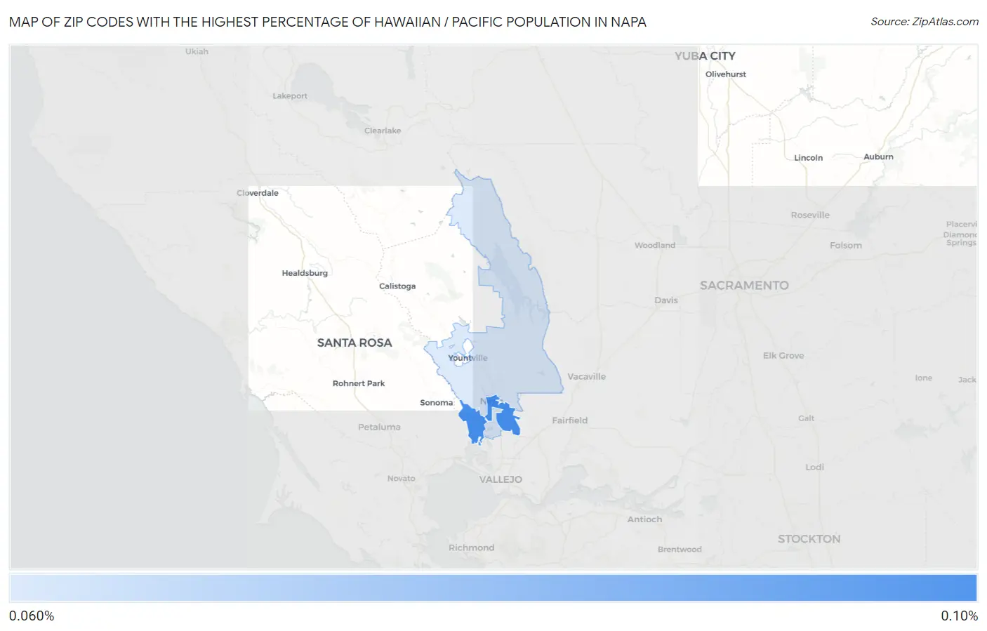 Zip Codes with the Highest Percentage of Hawaiian / Pacific Population in Napa Map