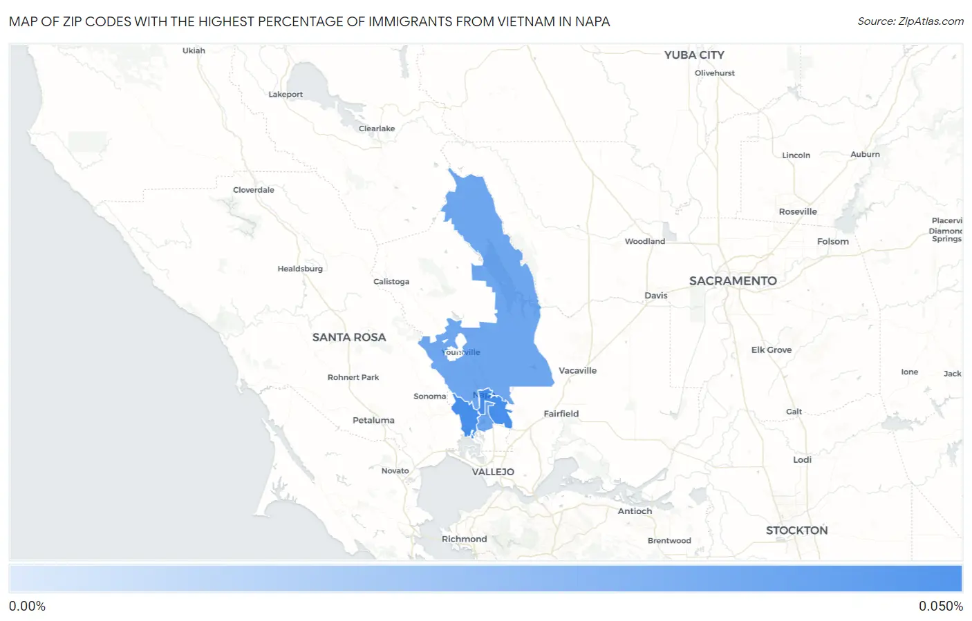 Zip Codes with the Highest Percentage of Immigrants from Vietnam in Napa Map