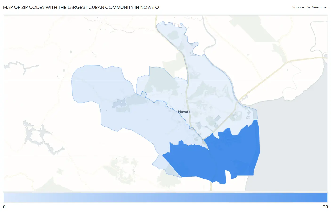 Zip Codes with the Largest Cuban Community in Novato Map