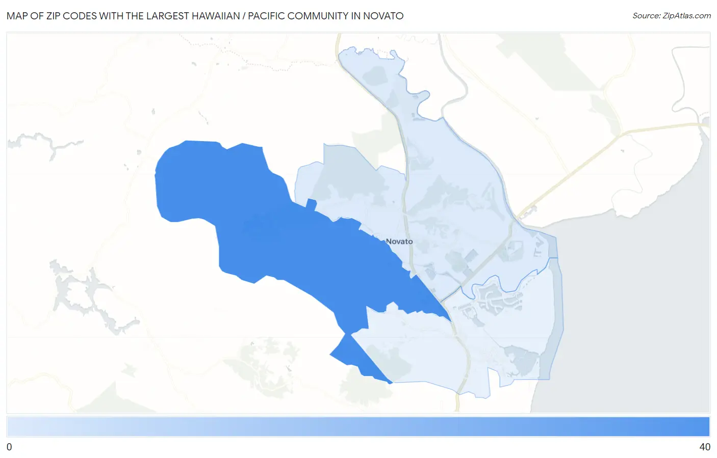 Zip Codes with the Largest Hawaiian / Pacific Community in Novato Map