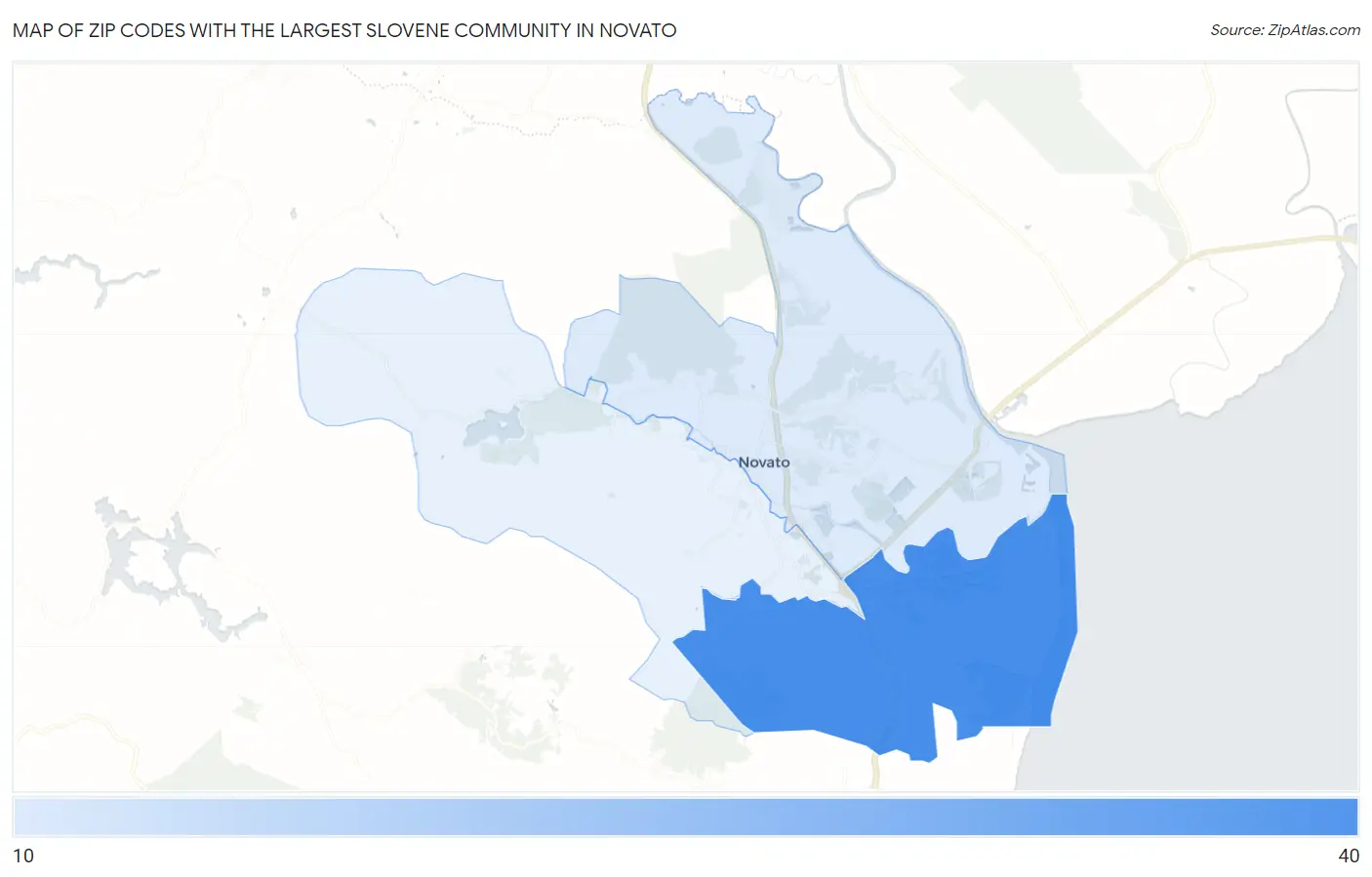 Zip Codes with the Largest Slovene Community in Novato Map