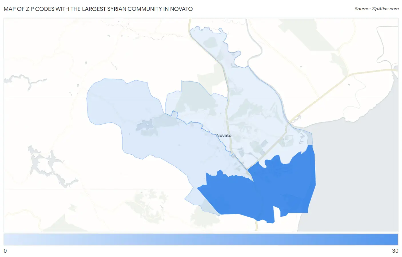 Zip Codes with the Largest Syrian Community in Novato Map