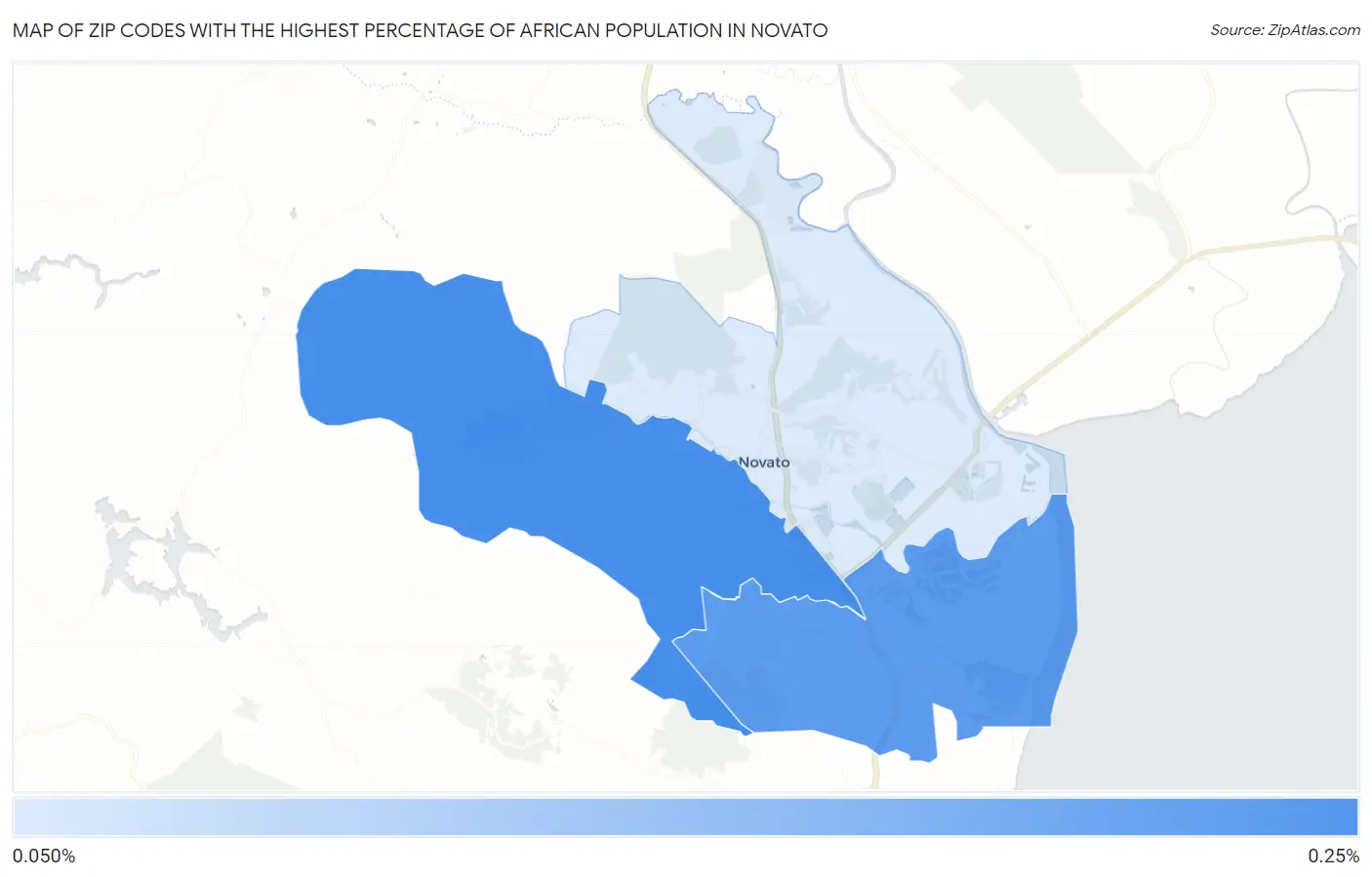 Zip Codes with the Highest Percentage of African Population in Novato Map