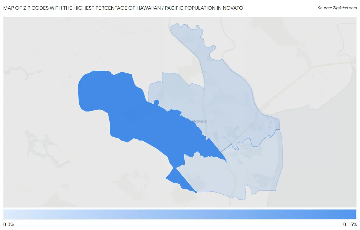 Zip Codes with the Highest Percentage of Hawaiian / Pacific Population in Novato Map