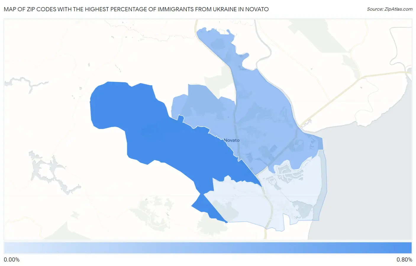 Zip Codes with the Highest Percentage of Immigrants from Ukraine in Novato Map