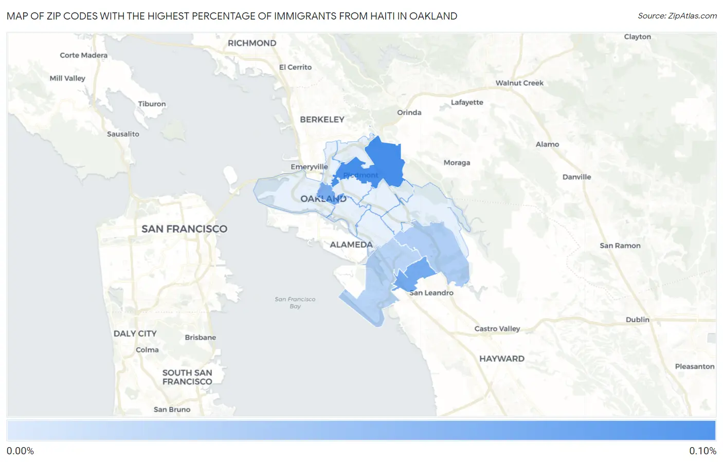 Zip Codes with the Highest Percentage of Immigrants from Haiti in Oakland Map