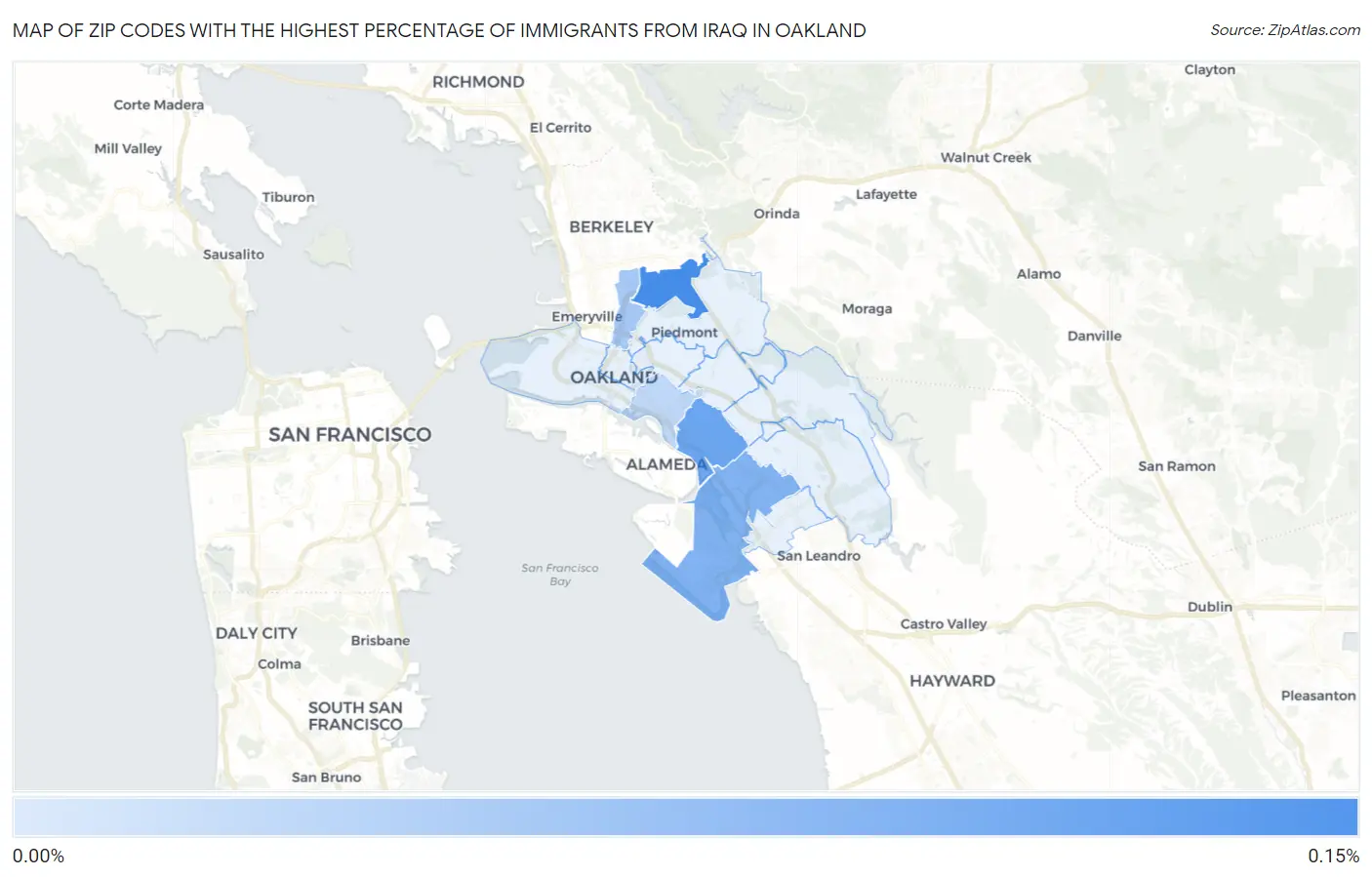 Zip Codes with the Highest Percentage of Immigrants from Iraq in Oakland Map