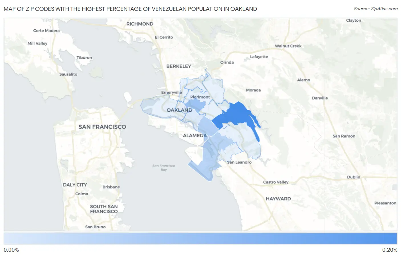 Zip Codes with the Highest Percentage of Venezuelan Population in Oakland Map
