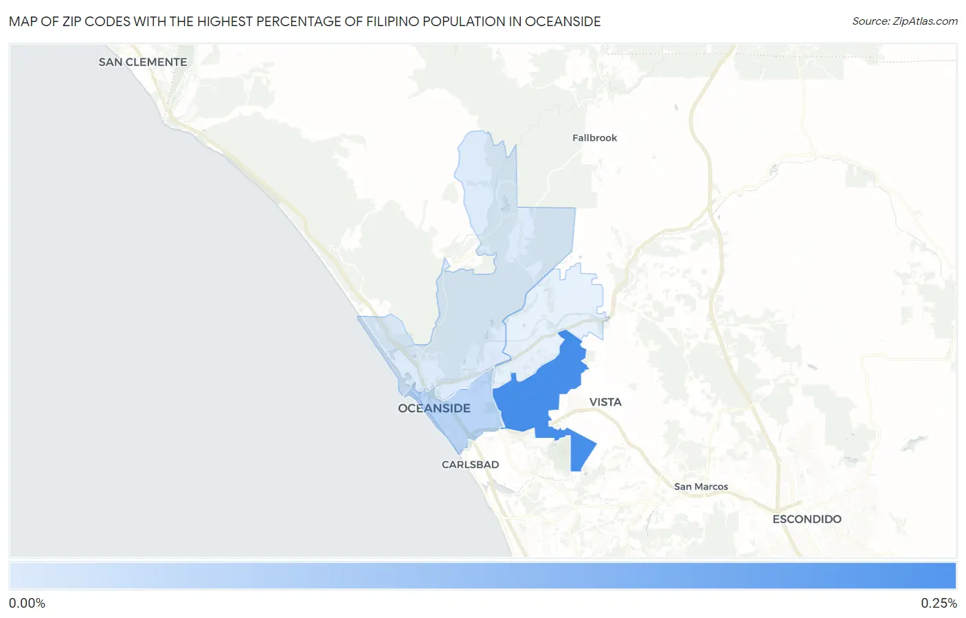 Zip Codes with the Highest Percentage of Filipino Population in Oceanside Map