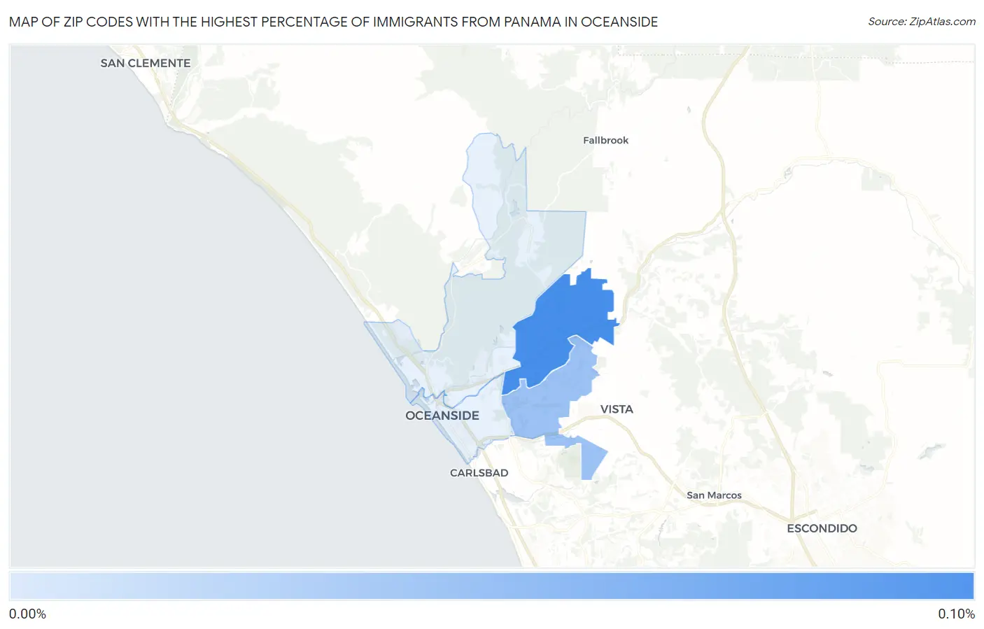 Zip Codes with the Highest Percentage of Immigrants from Panama in Oceanside Map
