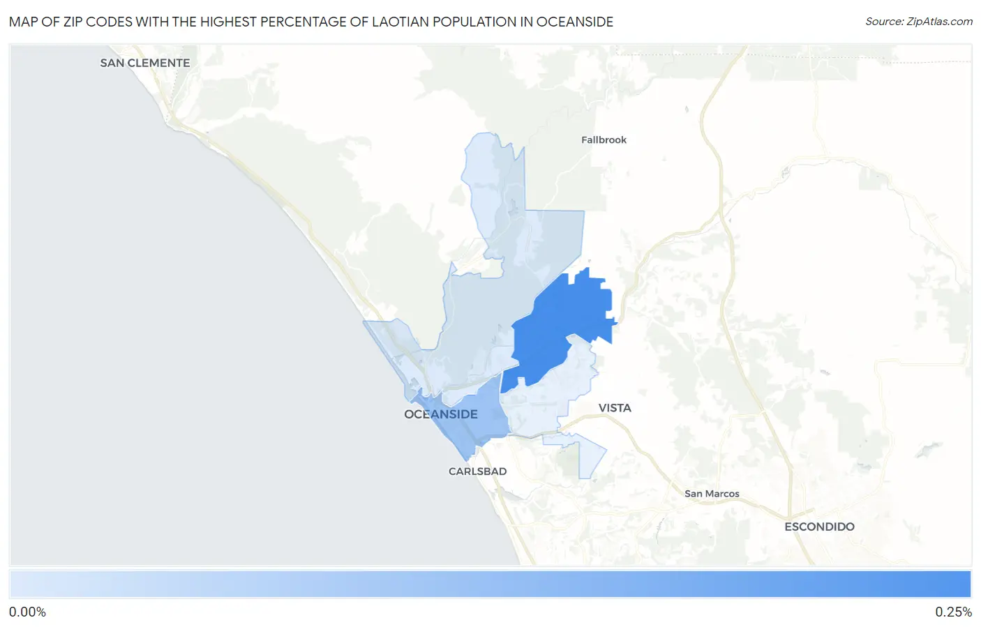 Zip Codes with the Highest Percentage of Laotian Population in Oceanside Map