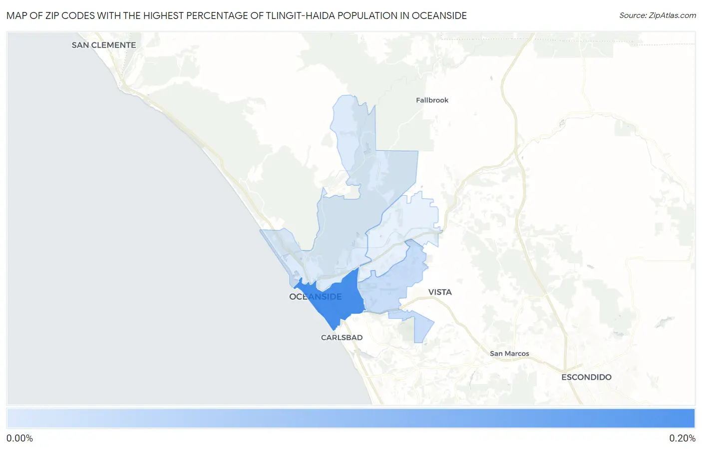 Zip Codes with the Highest Percentage of Tlingit-Haida Population in Oceanside Map