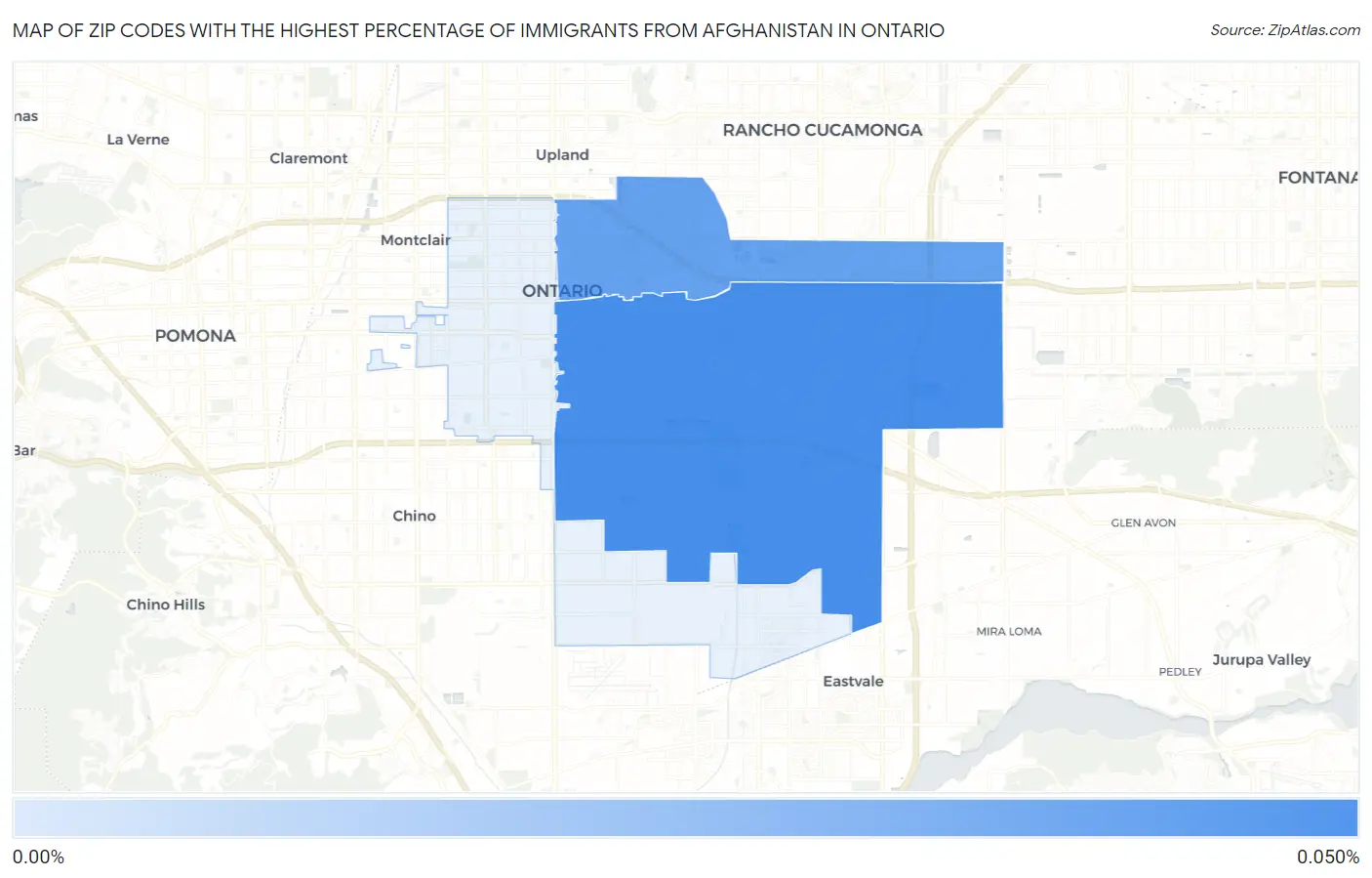Zip Codes with the Highest Percentage of Immigrants from Afghanistan in Ontario Map