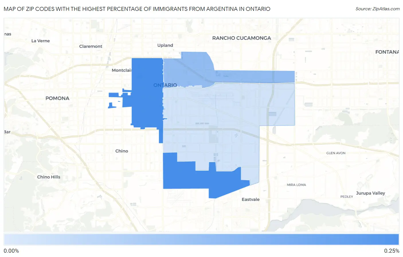 Zip Codes with the Highest Percentage of Immigrants from Argentina in Ontario Map