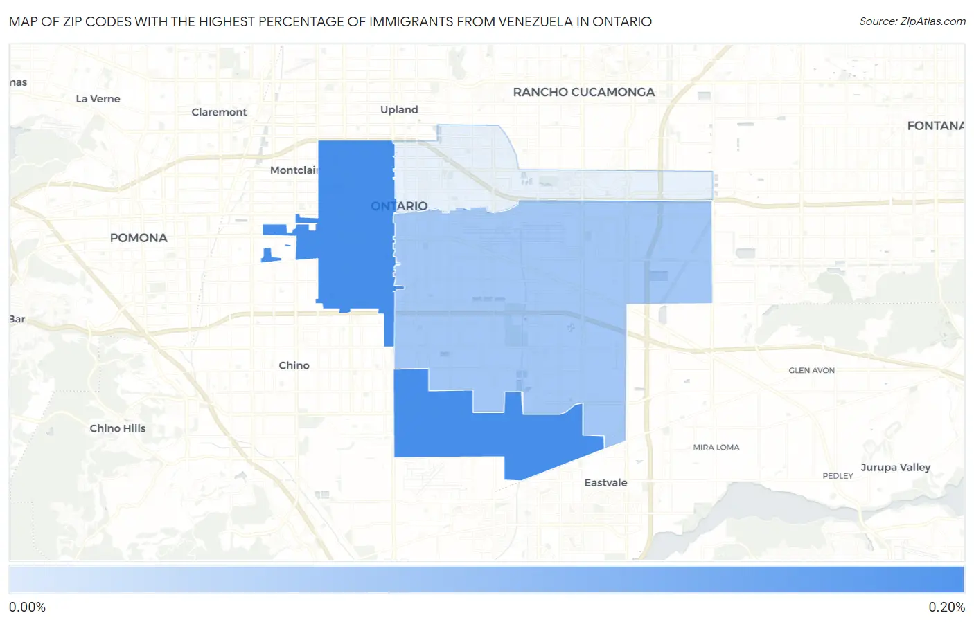 Zip Codes with the Highest Percentage of Immigrants from Venezuela in Ontario Map