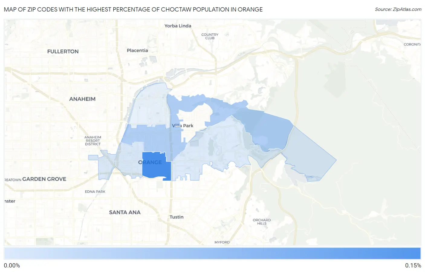 Zip Codes with the Highest Percentage of Choctaw Population in Orange Map