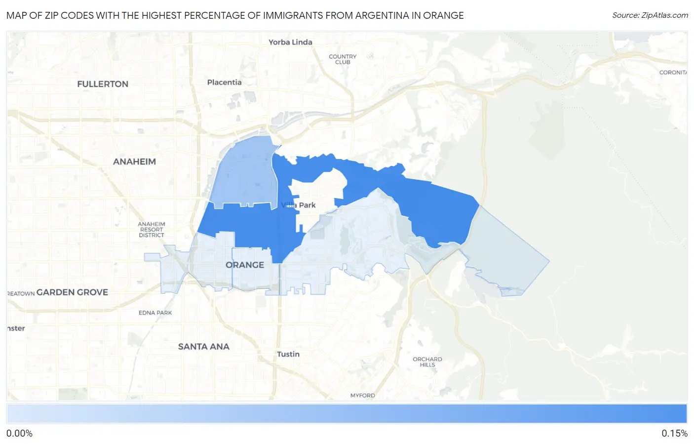 Zip Codes with the Highest Percentage of Immigrants from Argentina in Orange Map