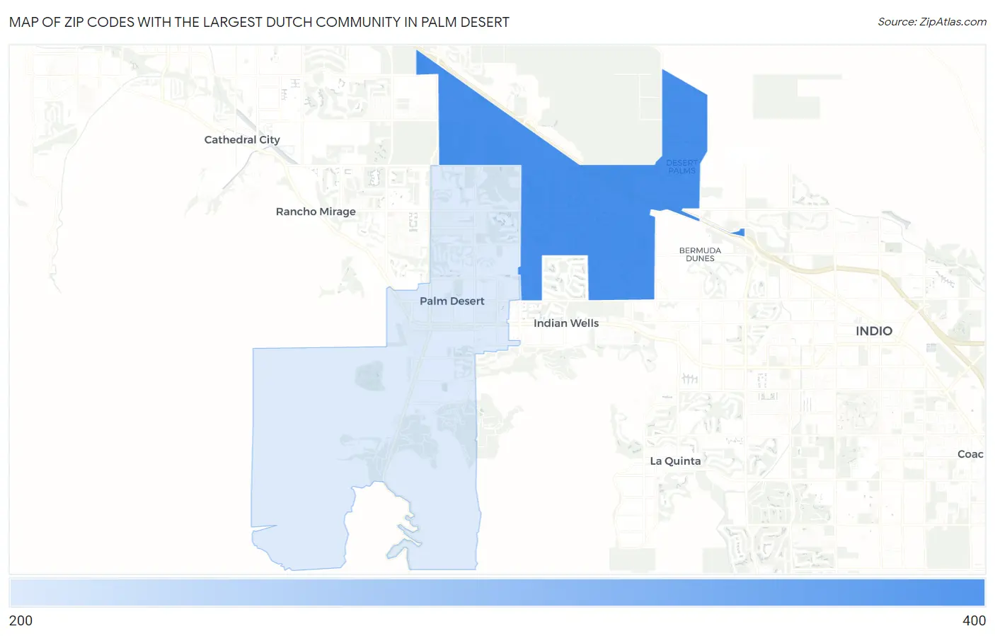 Zip Codes with the Largest Dutch Community in Palm Desert Map