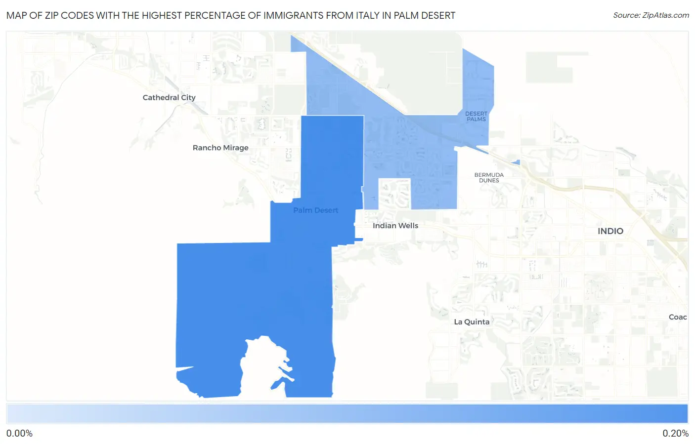 Zip Codes with the Highest Percentage of Immigrants from Italy in Palm Desert Map